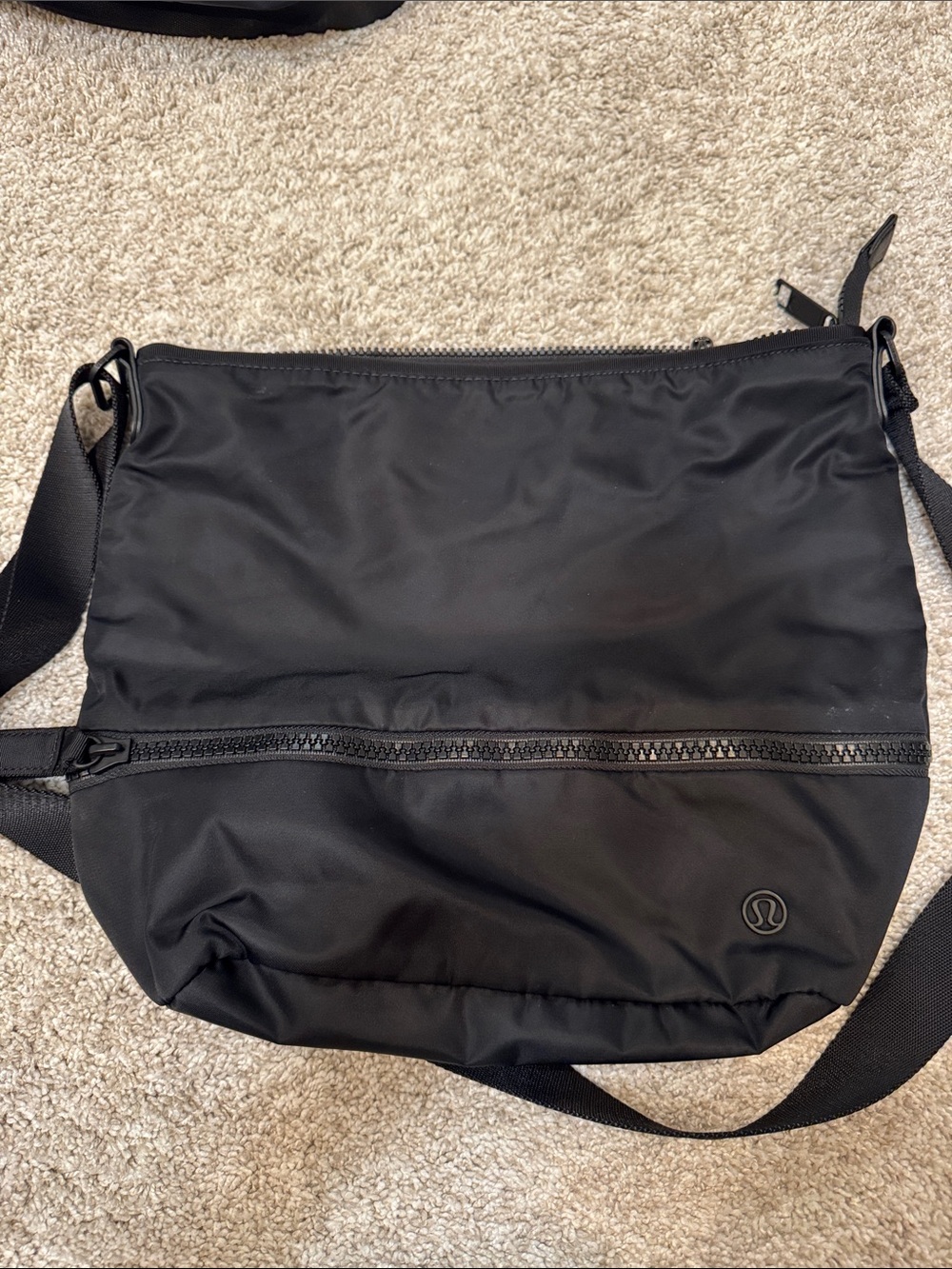 lululemon athletica Black Nylon Crossbody with Front Zip Pocket